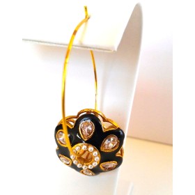 Maroon Flower Hoop Earrings